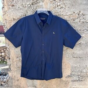 Tailored Athlete Shirt Mens XL Navy Blue Short Sleeve Button Down Dress